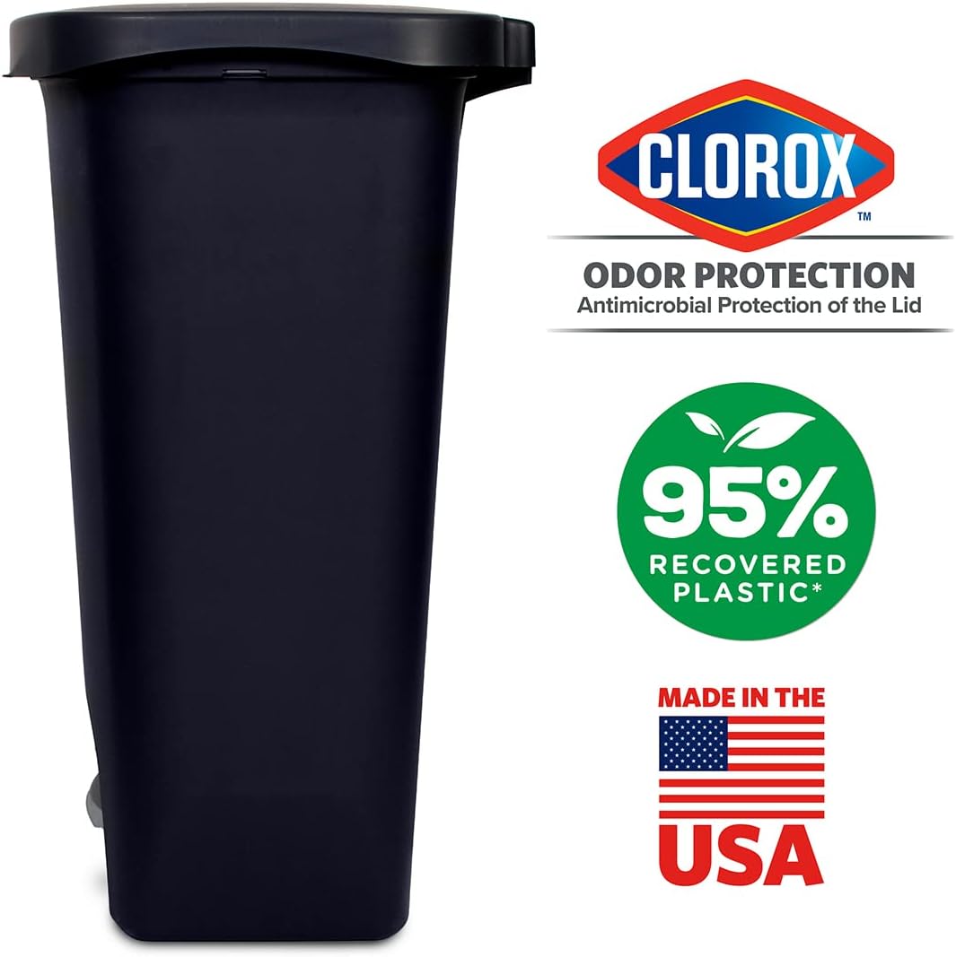 Glad 20 Gallon Trash Can Black Plastic Kitchen Waste Bin with Odor Protection of Lid & Glad ForceFlex MaxStrength XL Kitchen Trash Bags, 20 Gallon, Fresh Clean, 80 Count Bundle