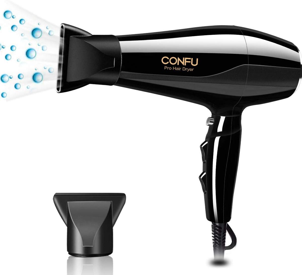 2300W Pro Hair Dryer with Nozzle, Ionic Powerful Salon Blow Dryer AC Motor,CONFU Fast Hairdryer with Heat Speed Cool Air, for Hairstylist Dresser Home