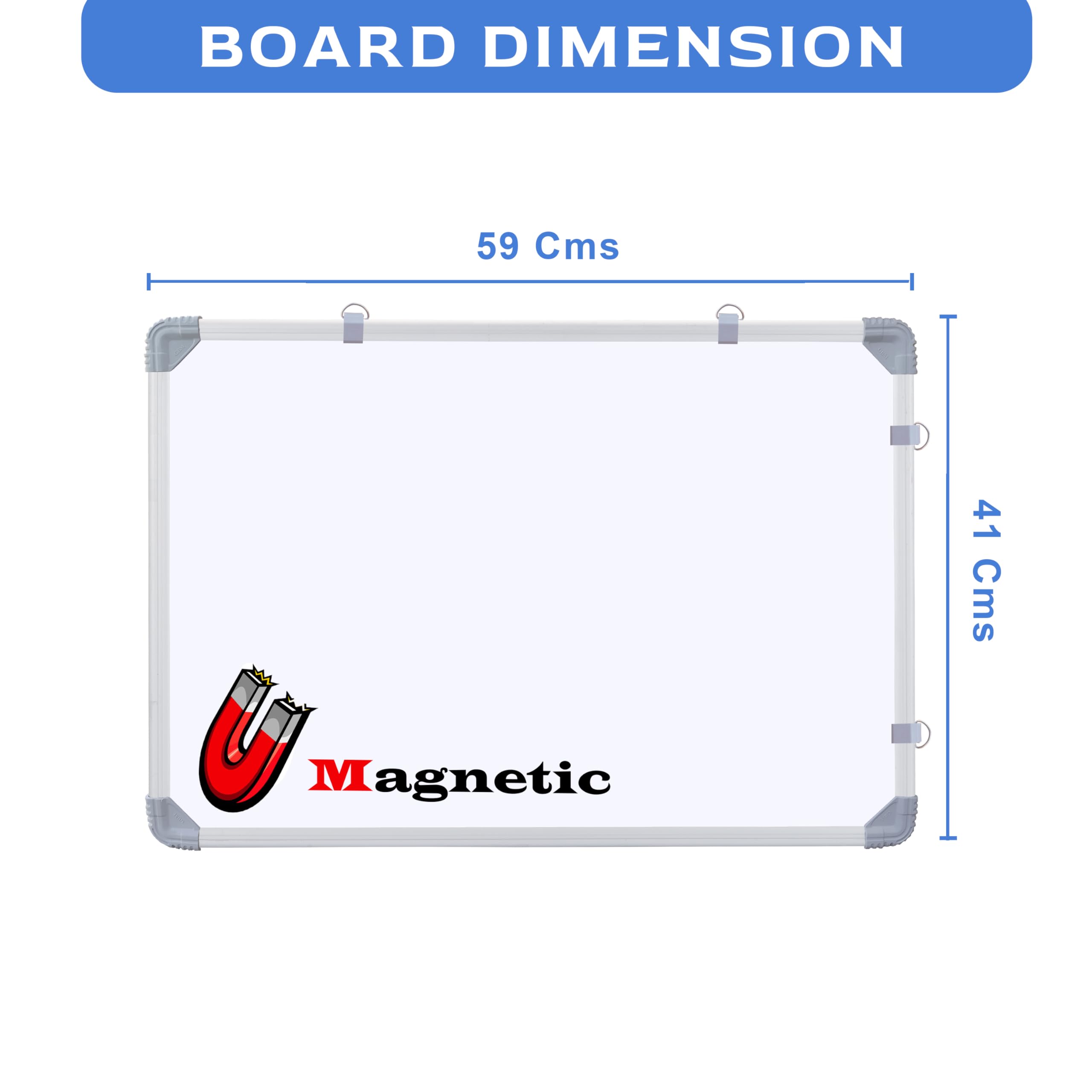 Eduway Tablica magnetyczna 2' x 1,5' z (marker, kurz i magnesy) | idealne zastosowanie do domu, biura, dzieci z przesuwanymi klipsami do zawieszenia, solidna aluminiowa rama i powierzchnia