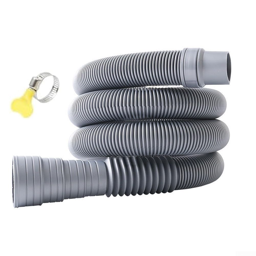 Manguera de desagüe ajustable con cremallera para caravanas y autobuses, manguera de desagüe flexible EVA con adaptador 30-42 mm, gris (5 m)