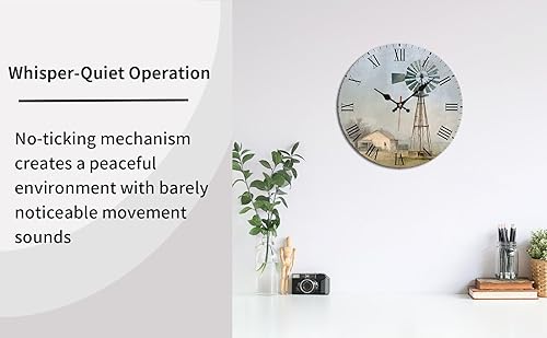 Miniatura 7 de Windmill House Wooden Wall Clock with Roman Numerals for Retro Decor 25 * 25cm