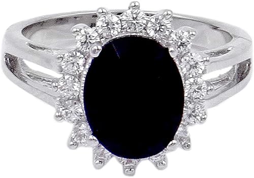 Miniatura 2 de Lavencious Anillos redondos ovalados de circonita cúbica, para boda, fiesta, compromiso, inspirado, cócteles, para mujer, talla 5-10