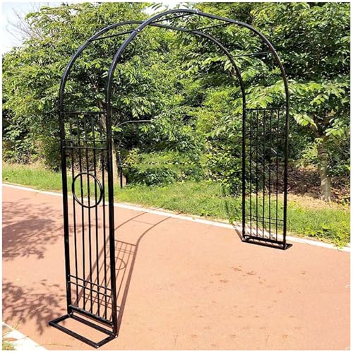 Metal Garden Arch Heavy Duty Metal Pergola Arbor Climbing Plant Support Trellis Arch,Wide 4.6' 5.9' 7.2' 8.5' 9.8' 11',Outdoor Decorative Rose Arbors(Black,W 11' x H 7.5')