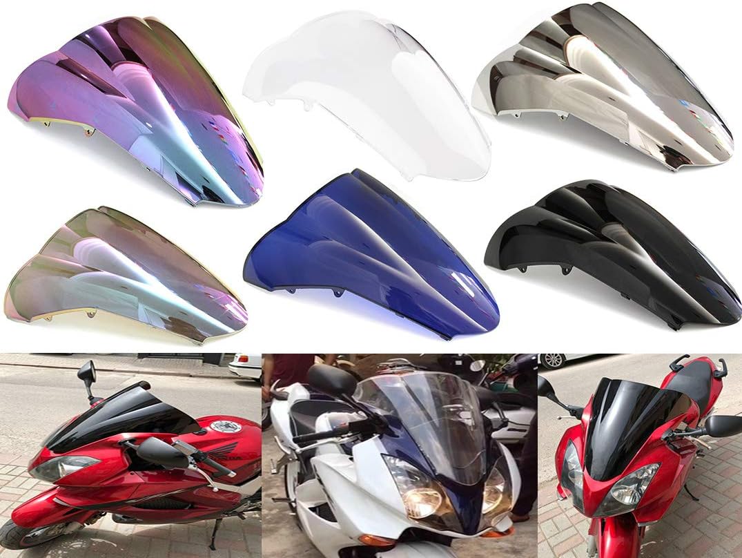 Motorcycle Double Bubble WindScreen Windshield Wind Deflectors Motorbike screen Airflow For Honda VFR800 2002-2012 (Iridium)