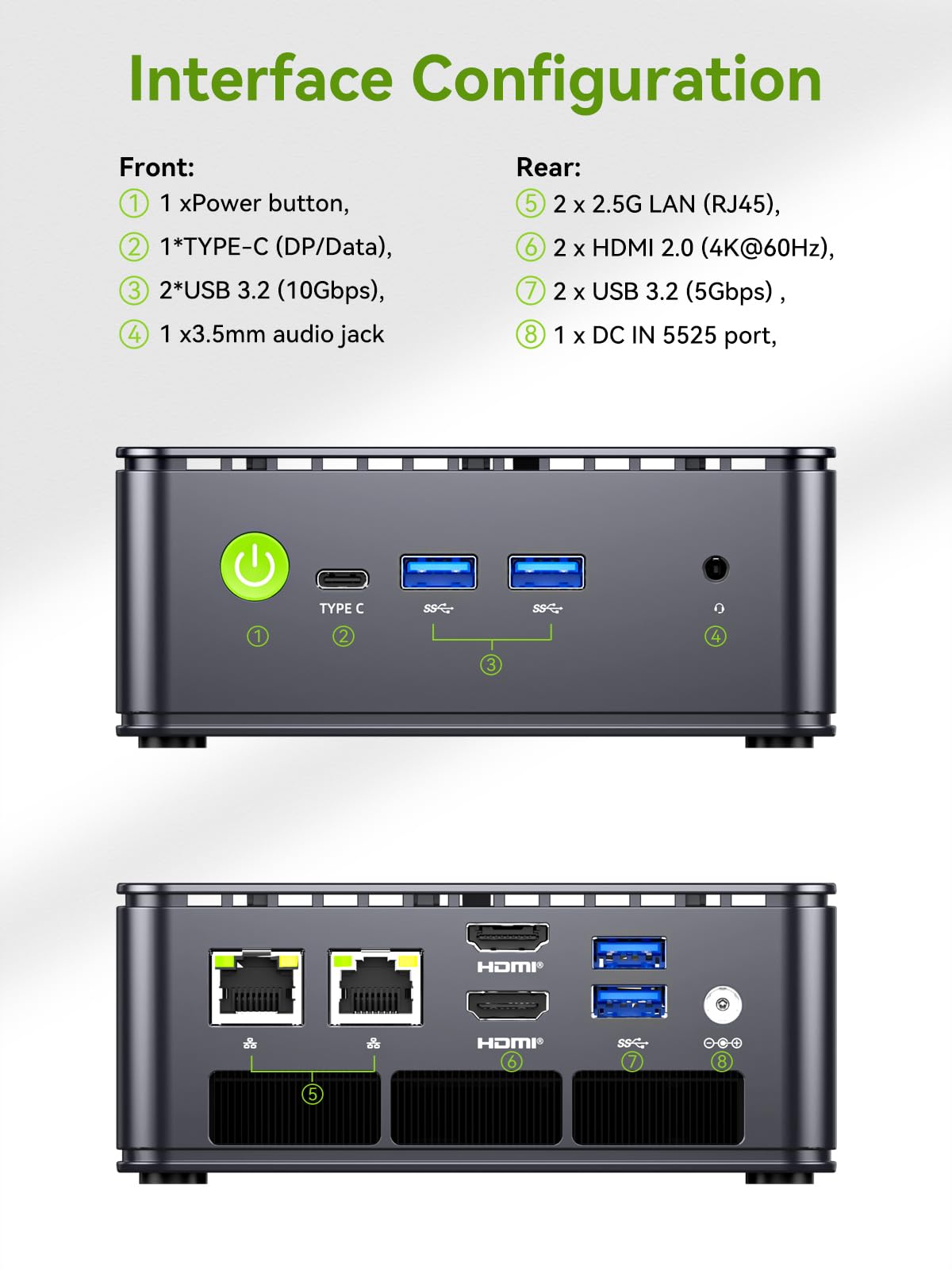 GMKtec Mini PC, Alder Lake N100 (3.4GHz), 8GB DDR4 RAM 256GB PCIe