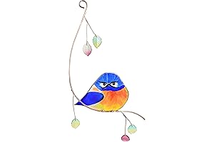 Grumpy Owl Stained Glass Bluebird Stained Window Painting Bird Hanging