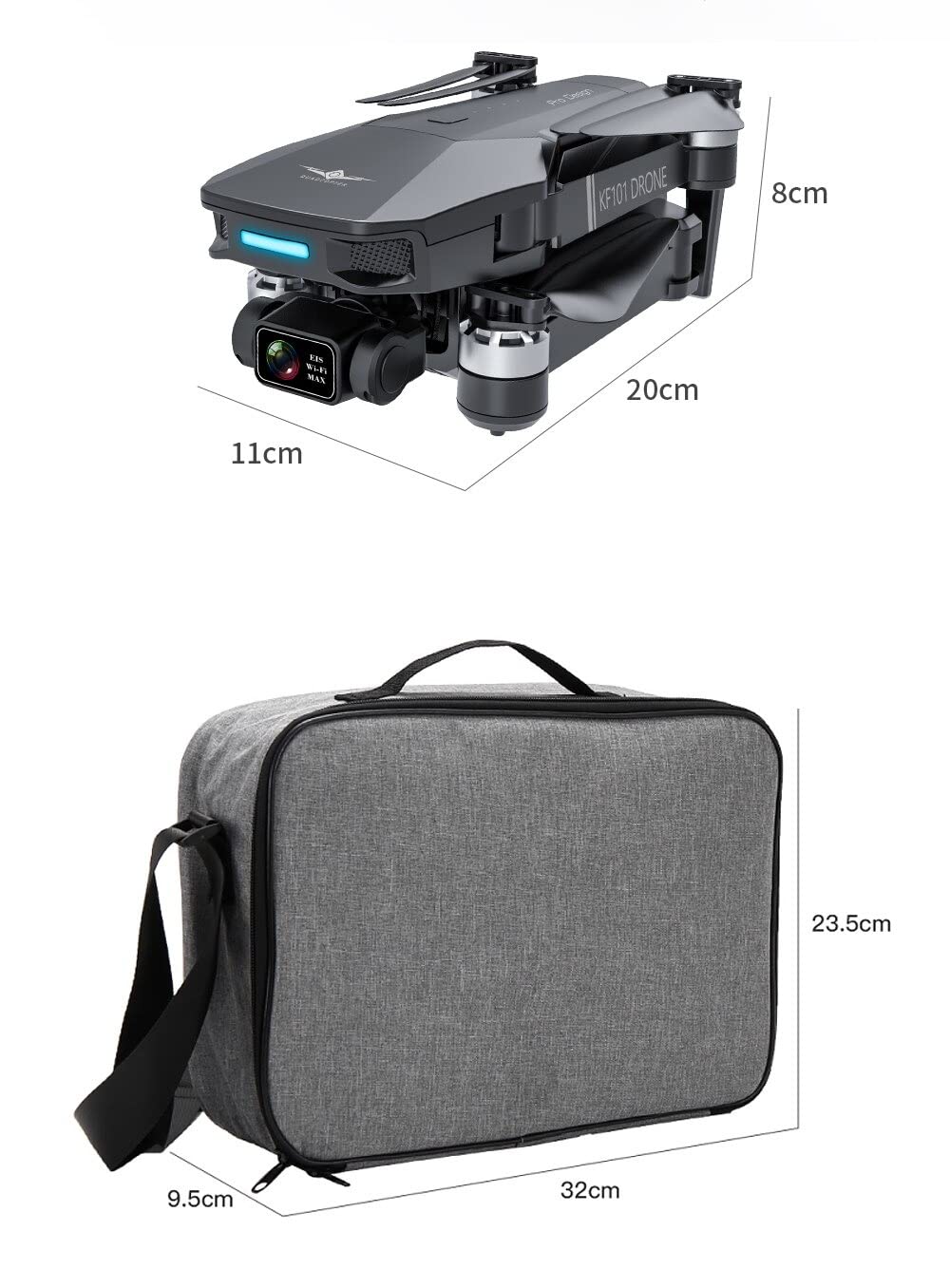 LUXWALLET LIBRA5 Kamera Full HD GPS i 3-Axis Gimbal Drone z torbą transportową, 28.8km/h - 1.2km Dystans, Czarny