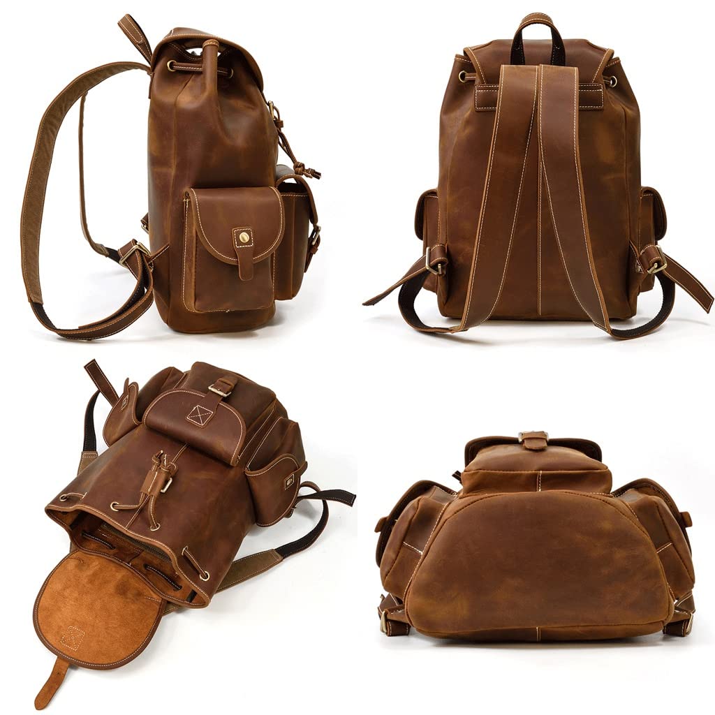 ダークブラウン レザー バックパック バックパック/リュック（ブラウン/茶色系・レザー・本革）ファッション