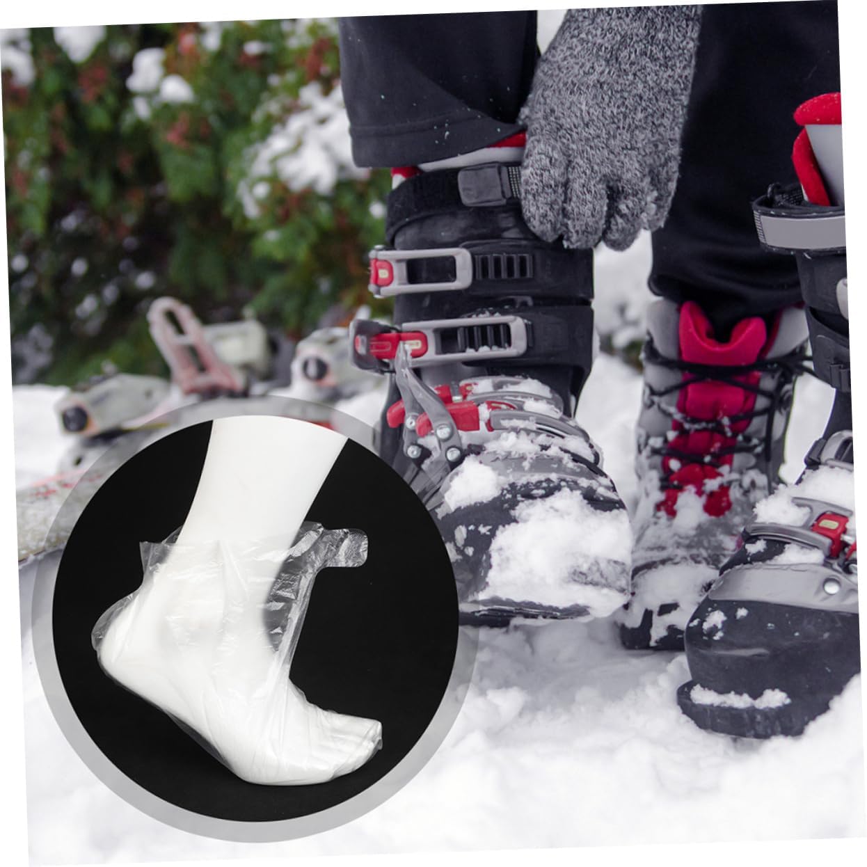 Mikikit 100Pcs Disposable Foot Sleeves Clear Foot Covers for Shoe Fitting and Foot Care Comfortable Tear Resistant Transparent Protectors for Skating Rinks Ski Resorts and Amusement