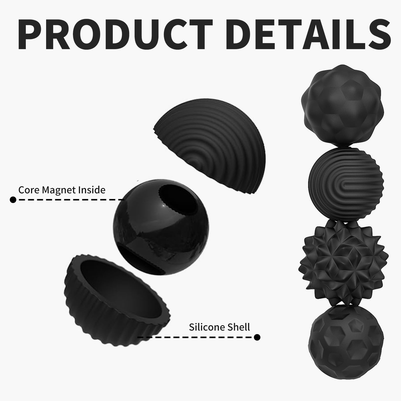 Magnetic Balls Fidget Toy, 4 Pack Mini Magnet Balls, Silicone-Coated Magnetic Fidget Balls for Adults & Kids with Autism - Image 3