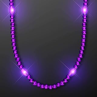 FlashingBlinkyLights Purple Light Up LED Mardi Gras Bead Necklaces (Set of 12)