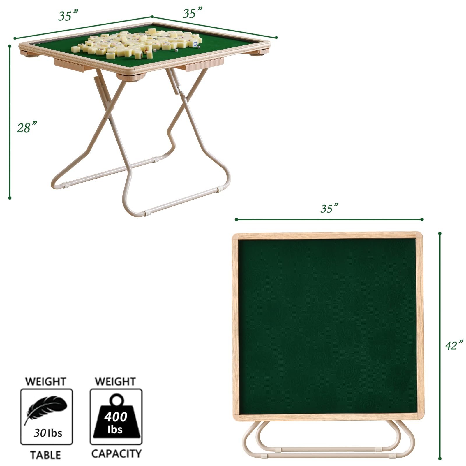 Tavolo pieghevole Mahjong e carte per 4 giocatori, design portatile con cassetti per blackjack e Texas Hold'em, perfetto per feste barbecue all'aperto