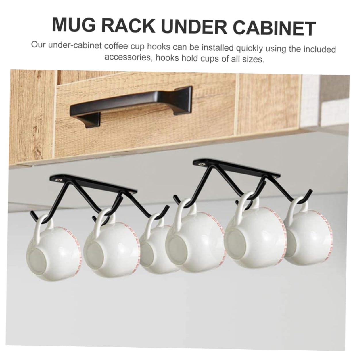 IMIKEYA 4 Set Allacciare Appendiabiti Per Tazze Domestiche Portabicchieri Sottopensile Cucina Portabicchieri Per Uso Domestico Staffa Per Tazza Domestica Black Ferro Da Stiro 2 Pezzi * 4