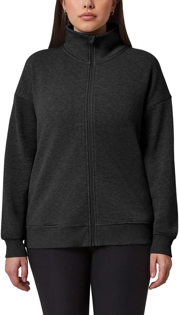 Mondetta Women's Fleece Jacket, Full-Zip, Large, Heather Dark Gray