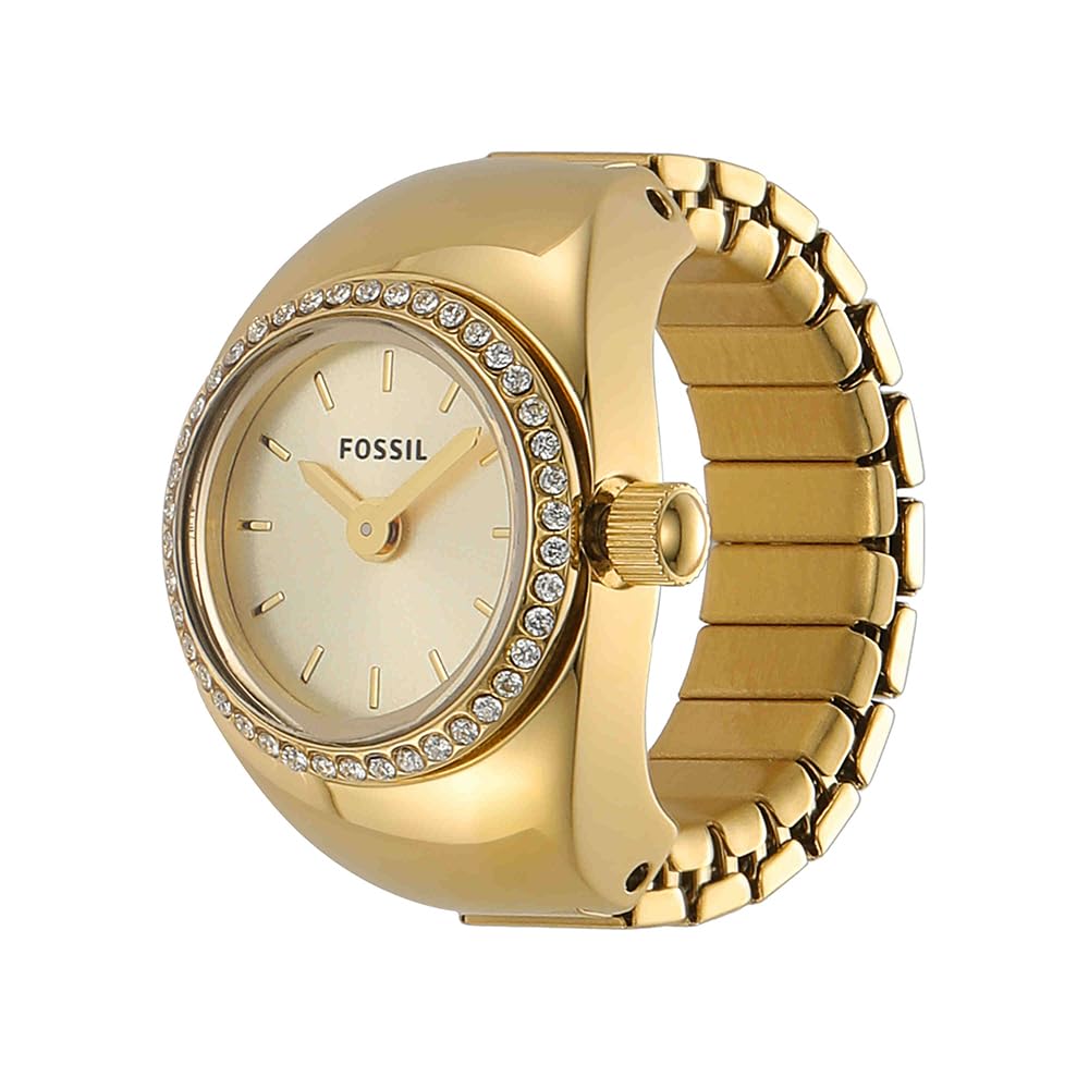 Fossil damski zegarek Ring, kwarcowy mechanizm dwukierunkowy z paskiem ze stali szlachetnej