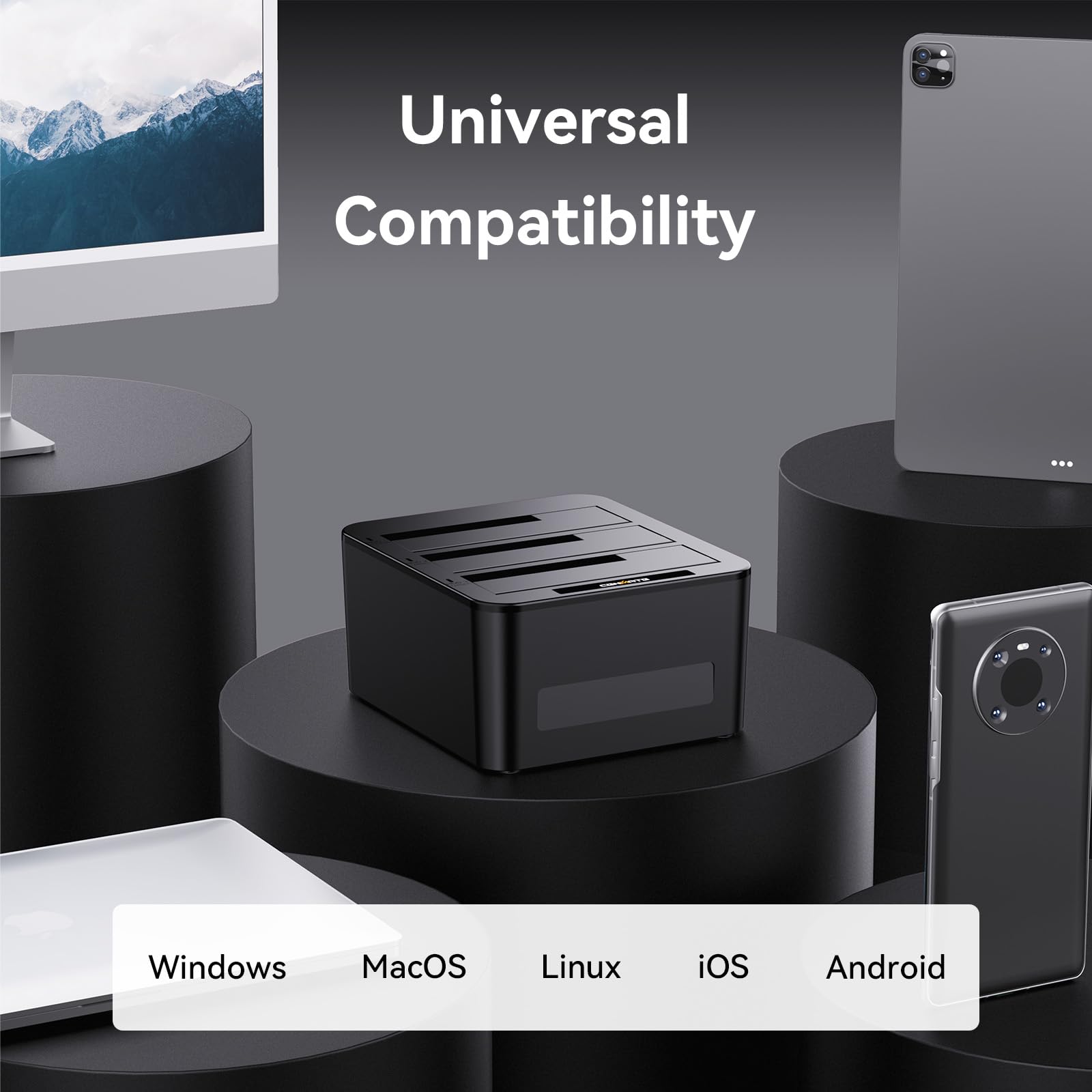 CENMATE Docking Station Hard Disk, 3 Bay Docking Station HDD per SATA SSD/HDD 2,5/3,5, Cavo USB 3.0 A/C, Supporto Hot Swap