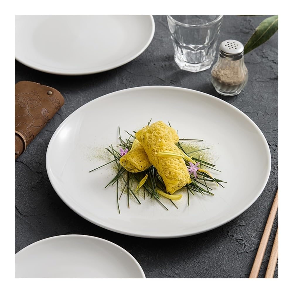 Talerze Obiadowe Białe ceramiczne talerze obiadowe, okrągłe talerze śniadaniowe i deserowe do steków(8inch)