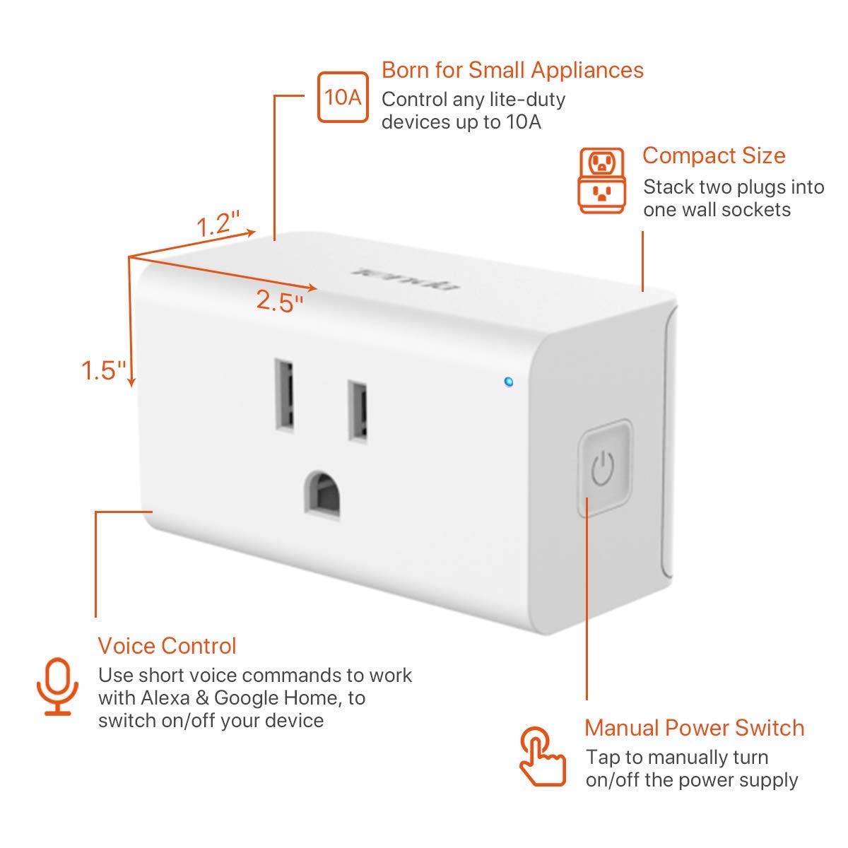 TENDA SP3 1 Pack Smart Plug WiFi Outlet Switch Compatible with Alexa Google Assistant for Voice Control Timer — view 3