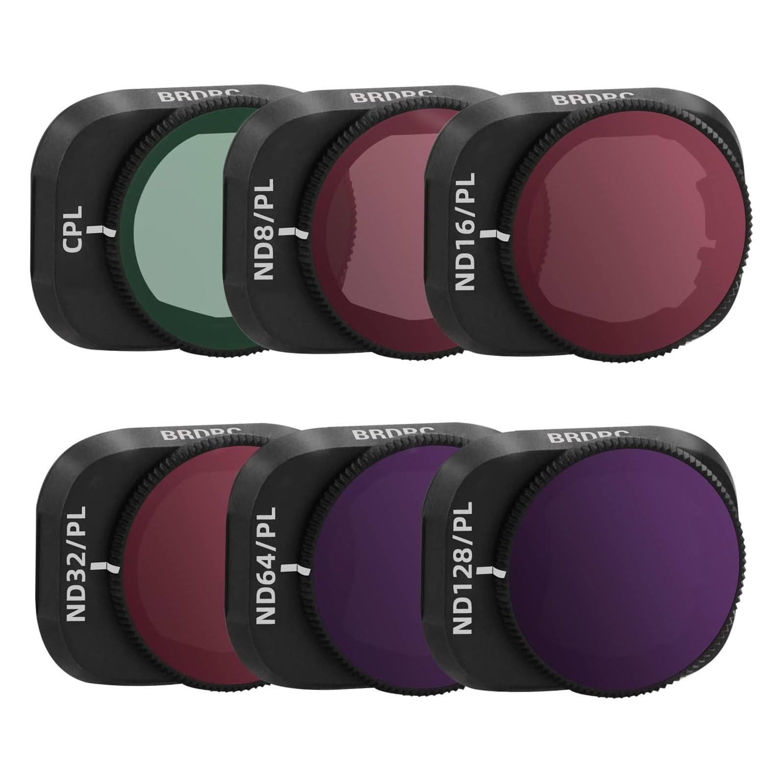 BRDRC Mini 3 Pro Filter-Set, 6 Stück CPL, ND8/PL, ND16/PL, ND32/PL, ND64/PL, ND128/PL Neutraldichtefilter, kompatibel mit DJI Mini 3 Pro/Mini 3 Drohnenobjektiv-Zubehör (Rahmen aus Aluminiumlegierung)