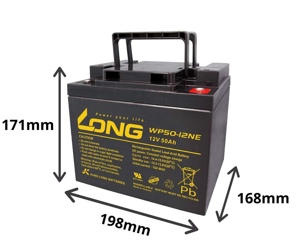 AGM 12 V/50 Ah loodaccu - 12LCP-50 cyclusbestendig, compatibel met MP50