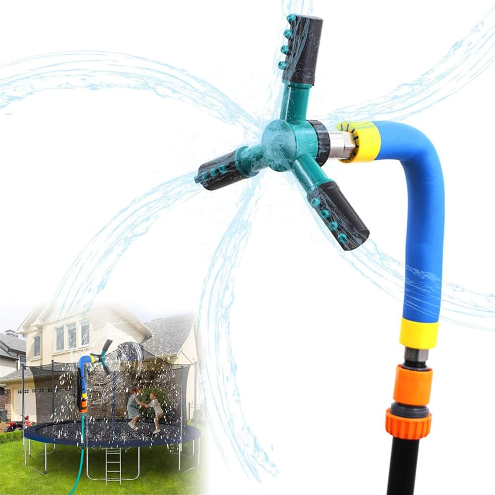 Trampoline Water Sprinkler, 360° Rotating Outdoor Sprinklers for Kids Play Outside Fun Summer Park, for Water Play, Games, and Summer Fun in Yards