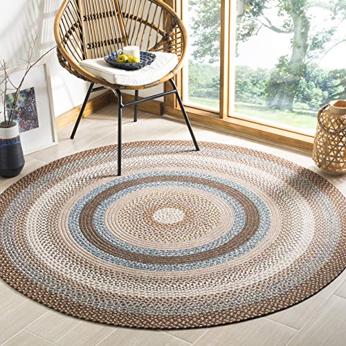 SAFAVIEH Washable Rug Outdoor Braided Collection - 3' Round, Brown