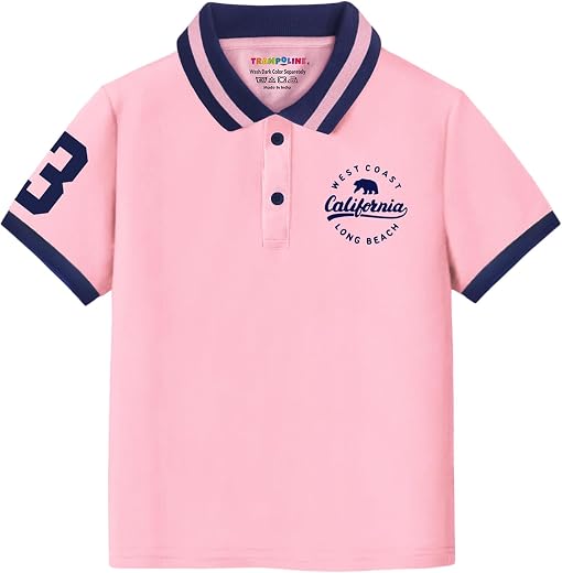 Trampoline Kids Polo T-Shirt | Cool, Comfy &amp; Colorful Cotton Tees for Boys &amp; Girls | Stretchy, Breezy Fit with Ribbed Coll...
