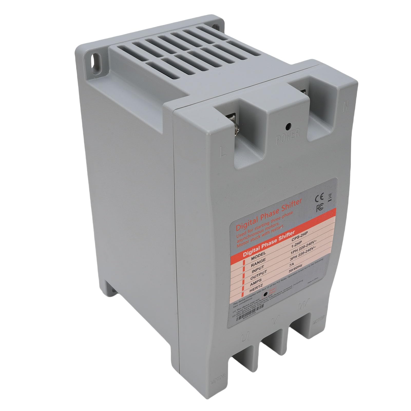 Yosoo Health Gear Convertidor Monofásico a Trifásico, Cambiador de Fase Digital ABS 1 a 2 7A 50 60 Hz, Cableado Fácil y Compacto Ahorro de Energía para Equipos de Accionamiento de Motor Hogar Tienda