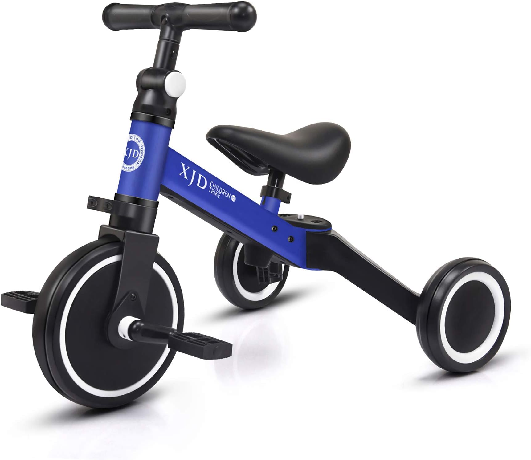 XJD 5 in 1 Toddler Balance Bike Kids Trike for 1-4 Years Old Boys Girls 3 Wheel Kids Tricycles Baby First Bike Indoor Outdoor Birthday Gifts for Toddlers (5 IN 1, Navy Blue)
