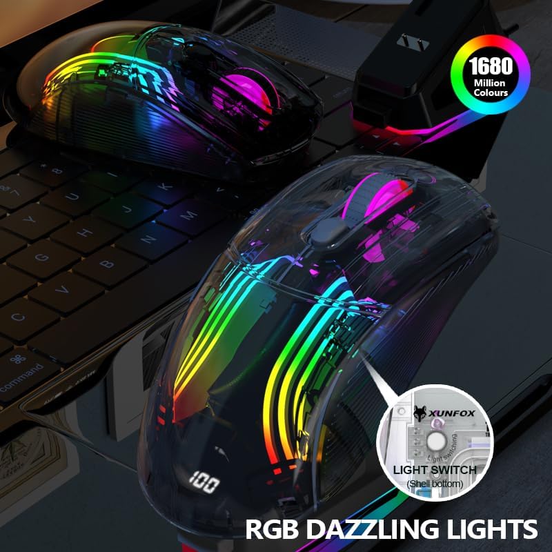 Attoe Wireless Gaming Mouse showing 5 speed DPI adjustment
