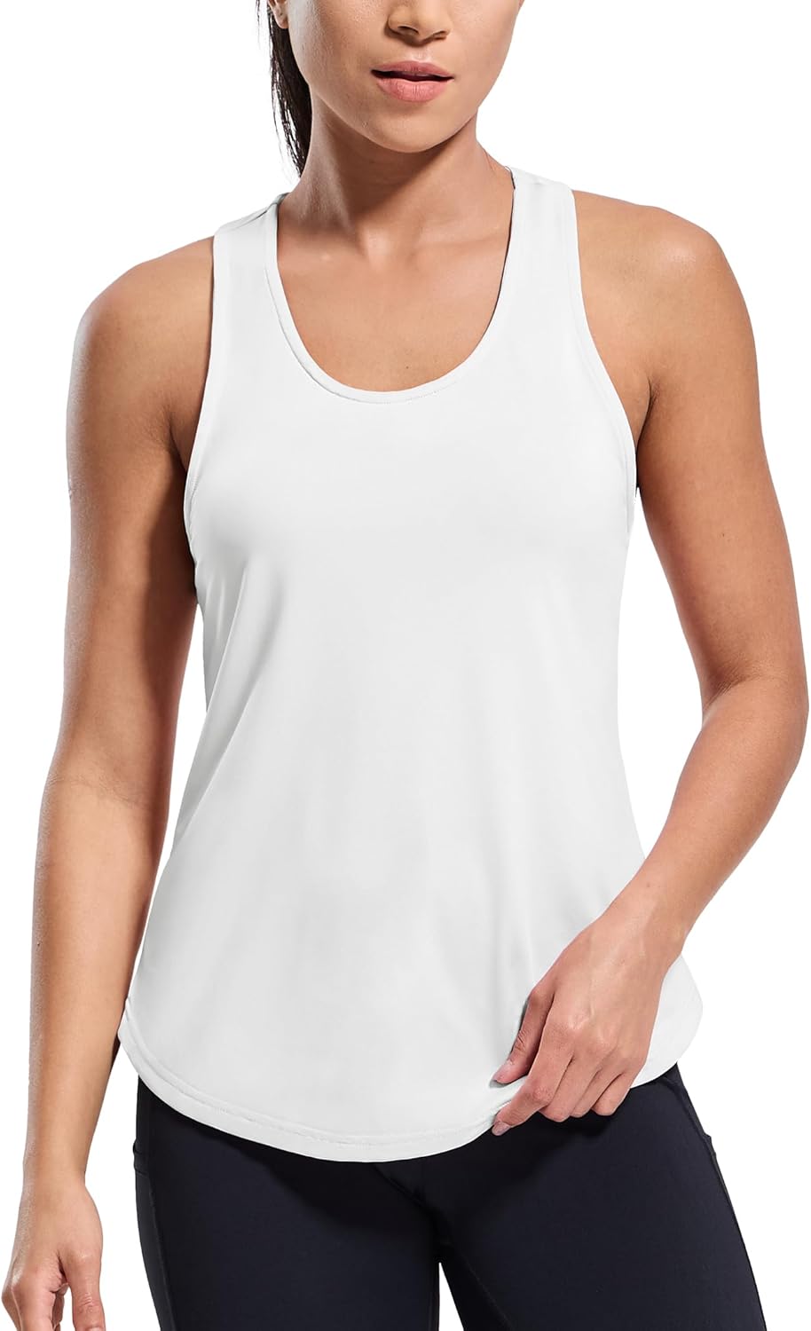 MIER Womens Workout Tank Tops Sleeveless Yoga Athletic Running Dry Fit Shirts Racerback Soft Gym Muscle Tee, Scoop Neck - Image 2