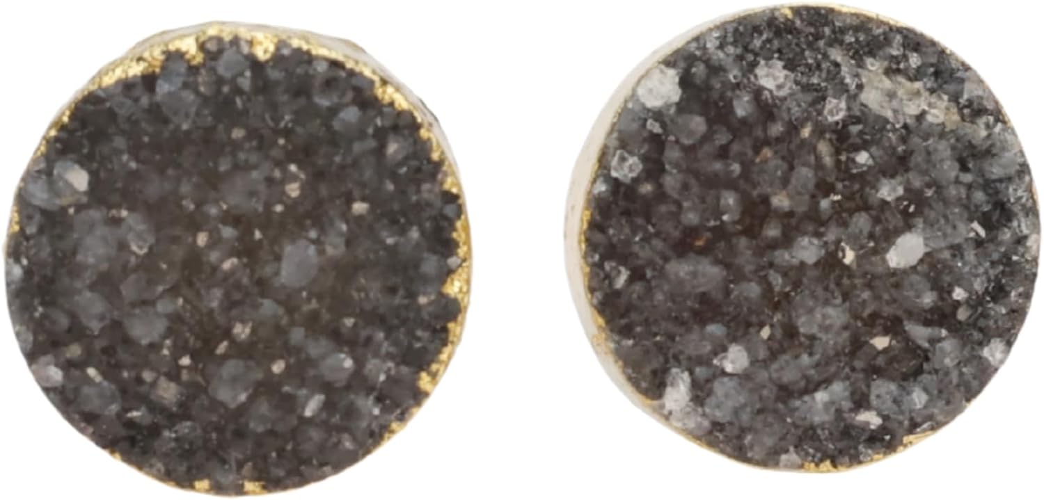 Natural Geode Quartz Agate Druzy Stud Earring for Women,Fashion Jewelry,Boho Earrings,Stone Size 10mm
