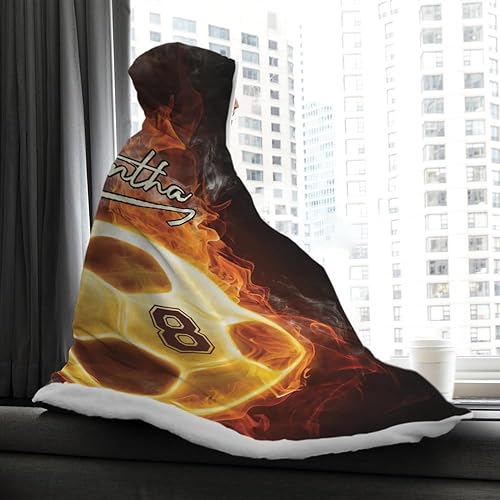 Miniatura 5 de Custom Soccer Hooded Blanket, Womens Soccer Hoodies Blanket, Ultra-Soft Warm Sherpa Wearable Blanket with Hood