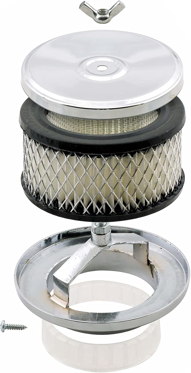 Mr. Gasket 4354 Air Cleaner - Deep Dish - 4 Inch x 2 Inch - Chrome
