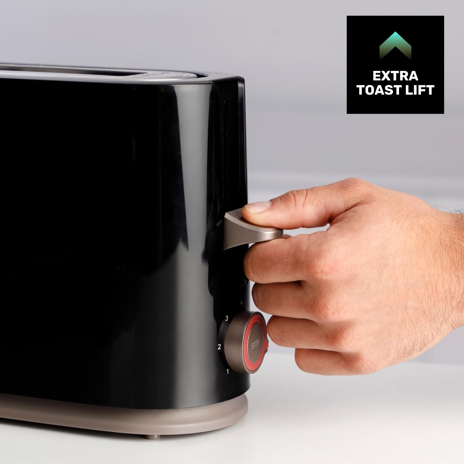 Taurus, Tostadora Mytoast Nero 1000W, 7 Niveles de Tostado, Ranura Extralarga 26x3.8, Sistema Autocentrado, Bandeja Recogemigas, Elevación Extra, Recoge Cable, Pies Antideslizantes