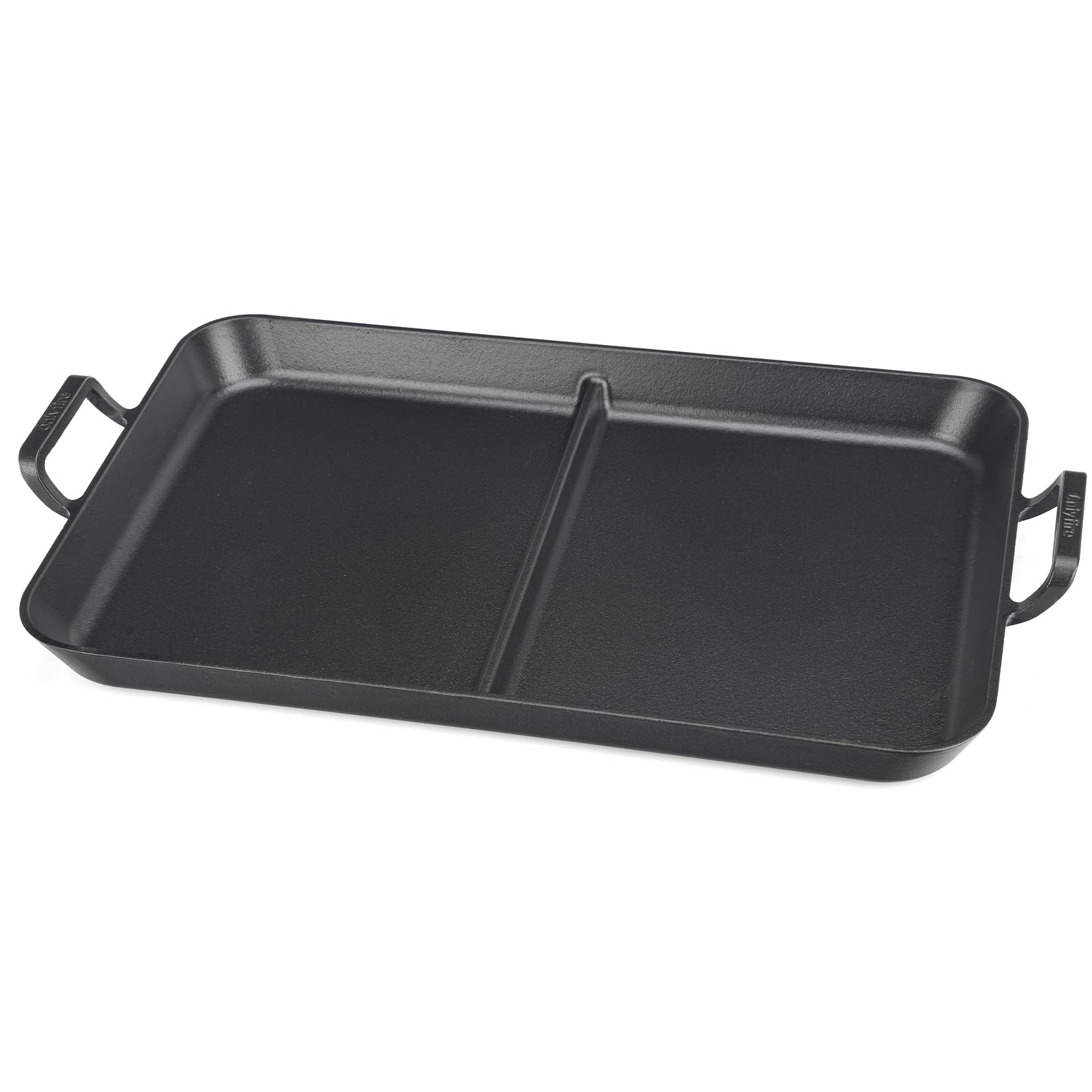 Onlyfire Plancha de Hierro Fundido para Inducción y Gas | 52x34cm Plancha con Revestimiento Antiadherente | Parrilla para Reuniones Familiares | Doble Zona, Ideal para Cocinar Carne y Verdura