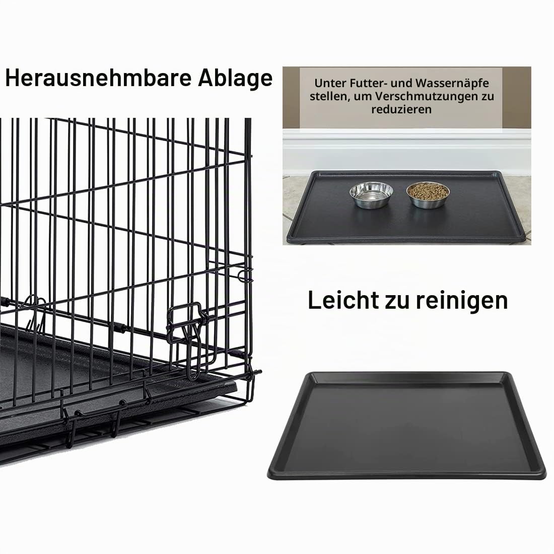 Hundekäfig 107 x 68 x 74 cm faltbar mit 2 Türen Transportkäfig Auto Hundebox mit Bodenschale Transportbox Drahtkäfig Hundetransportkäfig Größe (XL-42 Zoll)