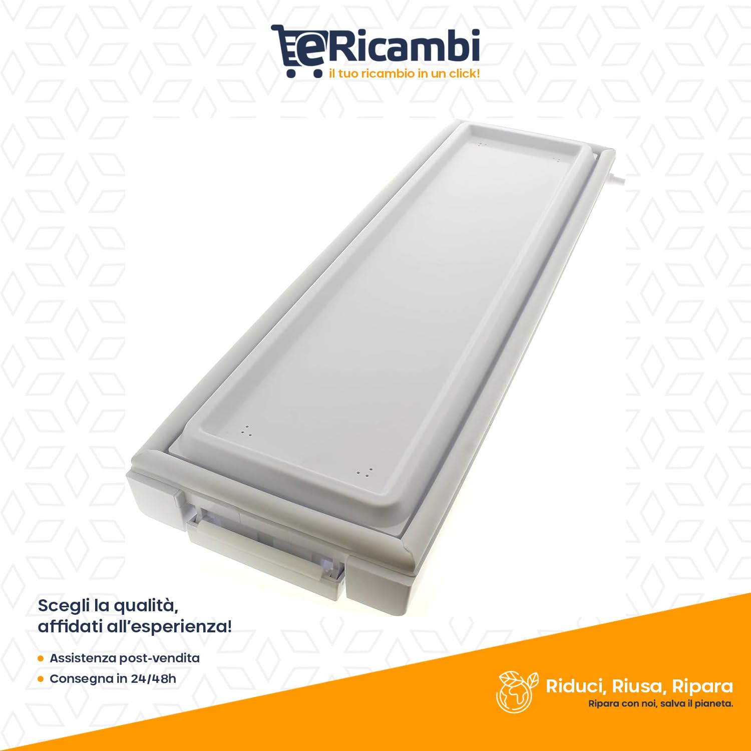 eRicambi® Sportello Freezer 52x16 cm per Frigorifero - Compatibile con Whirlpool ART 420, Indesit BTSZ1632, Bauknecht UVI1349, Ignis ARL392, Ikea