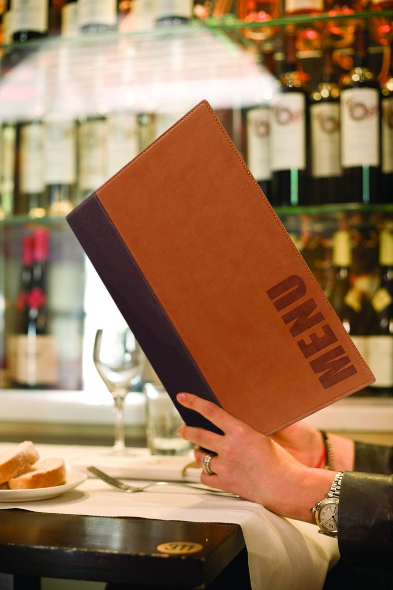 Securit Trendy Range Menu Box with 20 A4 Menu Cards with1 Double Insert, Light Brown