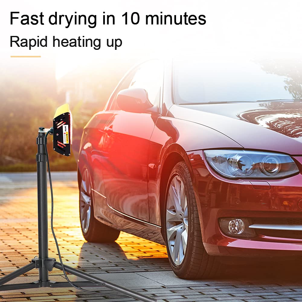 DATOUBOSS 2000W Calentador infrarrojo para reparación de carrocerías de Coche secador de lámpara de Pintura Lámpara de Secado de Pintura de Carrocería de Coche Elevable