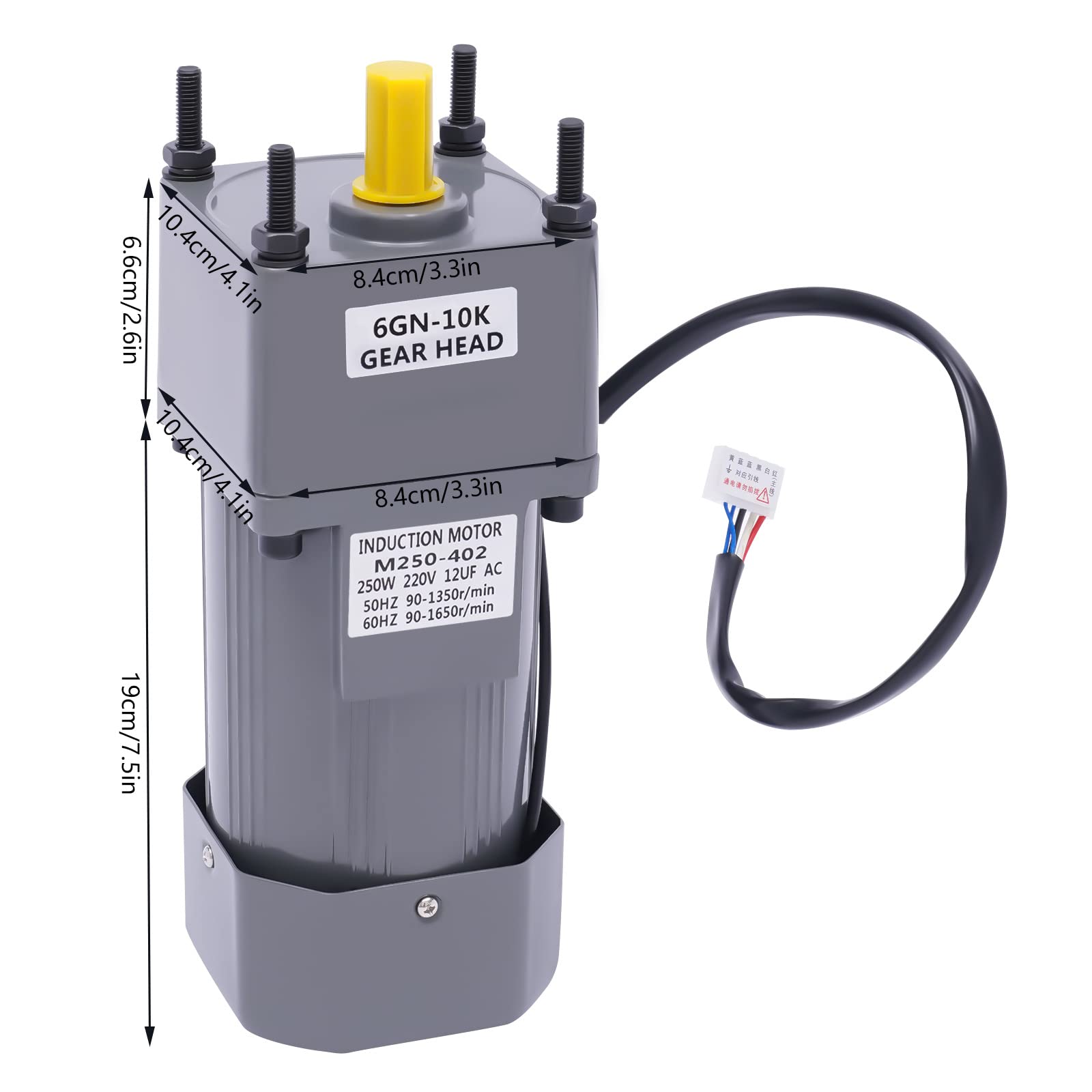 Motore 250 W, 220 V, con regolatore di velocità e supporto, 8 Nm, girevole in avanti e indietro, motore velocità di trasmissione (10 K)