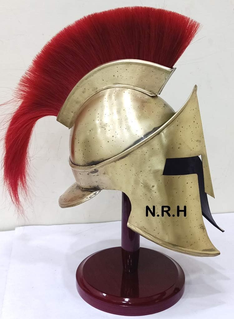 Nautical Replica Hub 300 King Leonidas Casque d'armure Spartan Plume Rouge sur pied