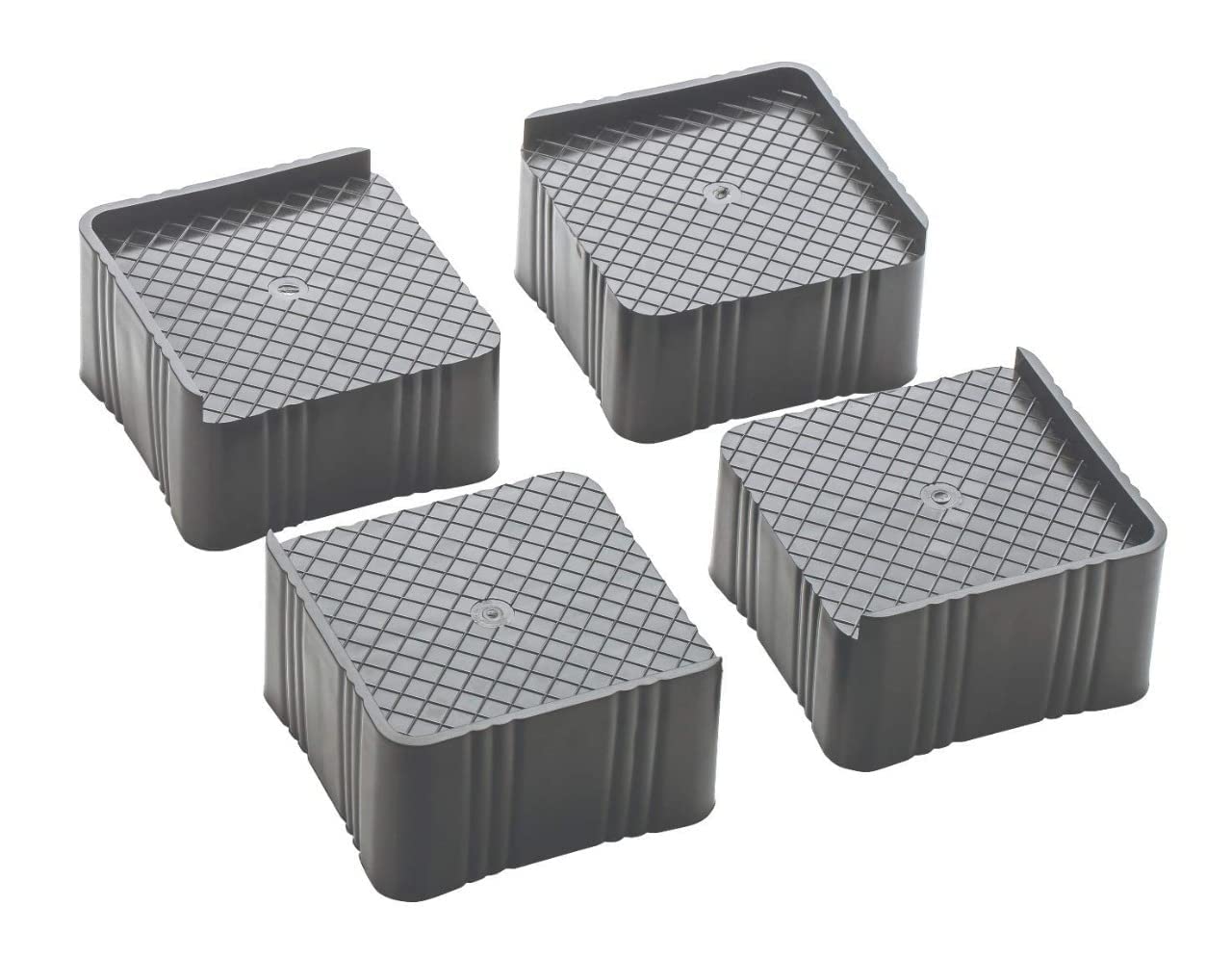 Black Olive All-in-One Stand - Square Plastic Multi-Purpose Base Stand for Almirah, Wardrobe, Refrigerator, Sofa, Sleeping Bed, Dinning Table, and Dressing Table Furniture(Pack of 4)