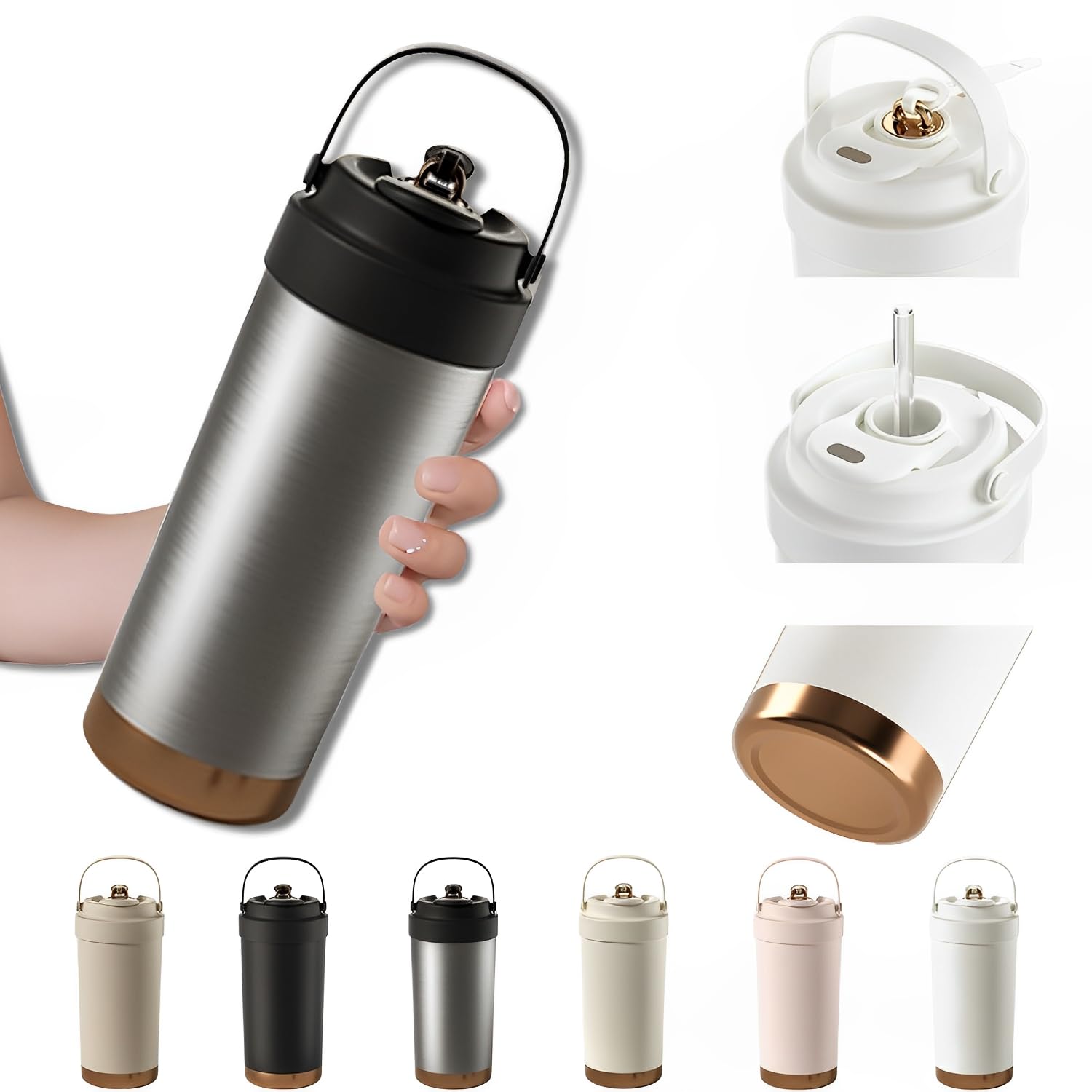 Amazon | タンブラー セラミック ストロー付き 750ml 大容量 水筒 蓋
