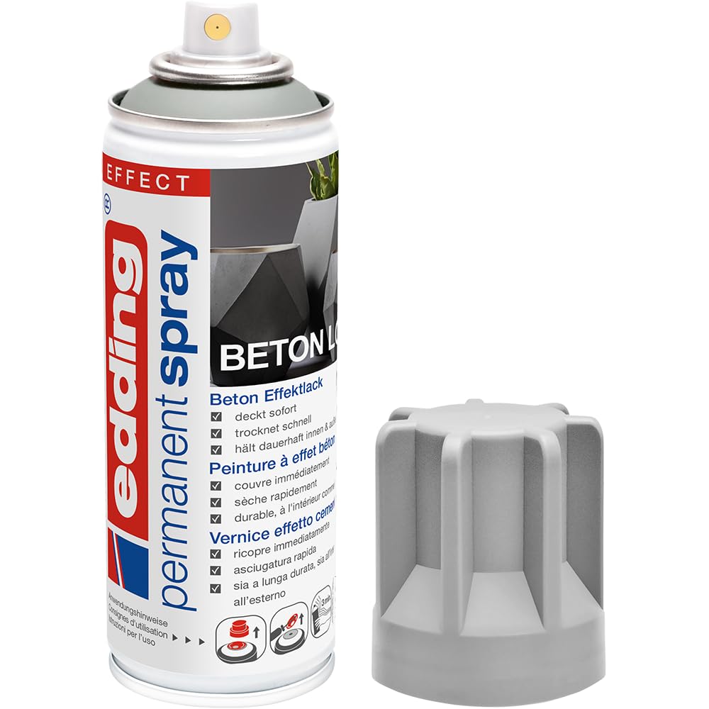 edding 5200 Permanent Spray - betoneffekt - 200 ml - Acryllack zum Lackieren und Dekorieren von Glas, Metall, Holz, Keramik, Kunststoff, Leinwand - Lackspray, Acrylspray, Farbspray