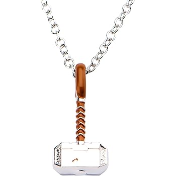Marvel Comics Unisex Adult Silver Plated Thor Hammer Pendant Necklace, One Size