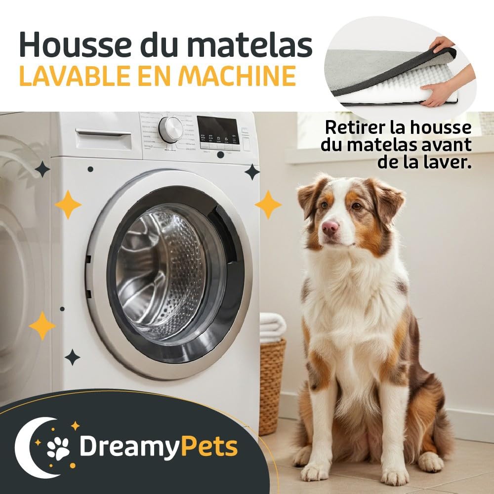 SWEET NIGHT Panier pour Chien Imperméable Déhoussable Lavable Orthopédique 104x69 cm Gris