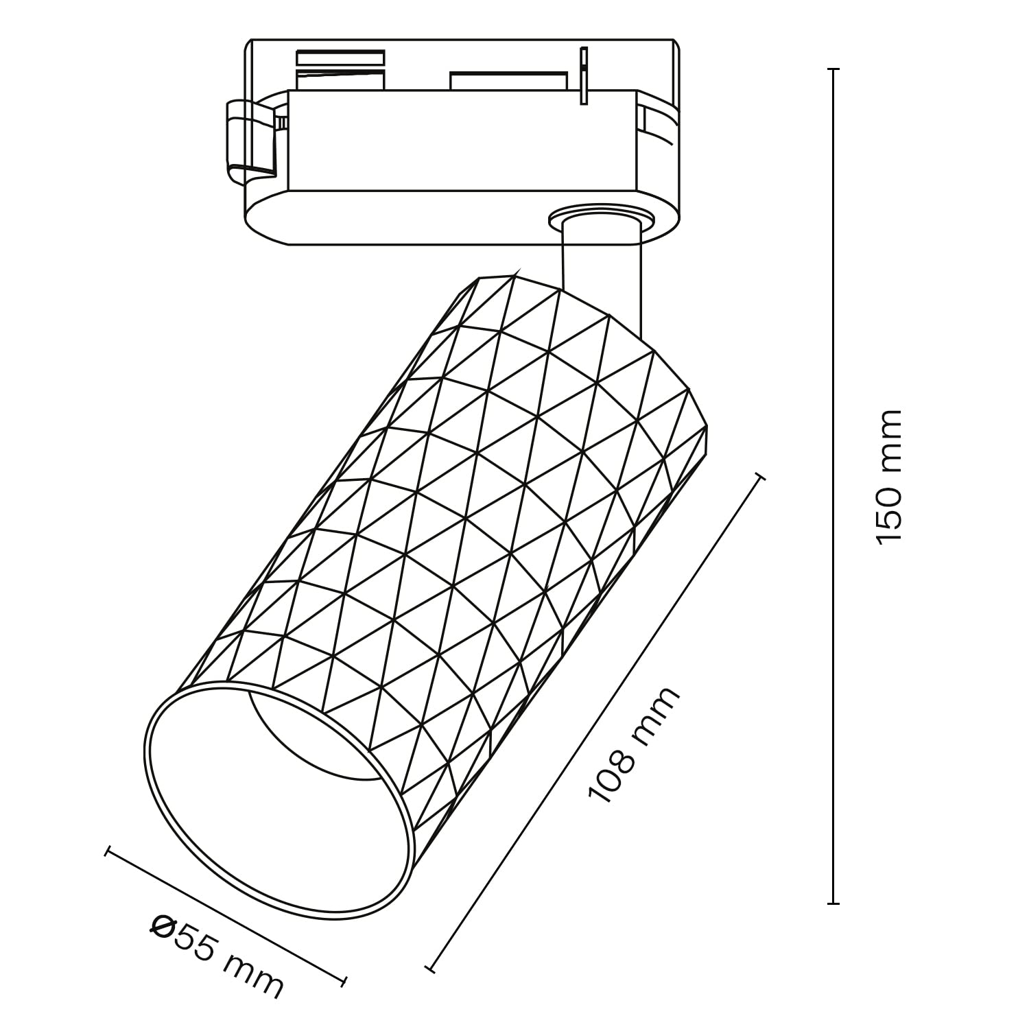 Popp® Foco de carril monofásico para bombilla GU10 (Bombilla no incluida) DIAMOND aplique orientable interior moderno (NEGRO, Pack 5 unidades)
