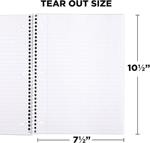 Miniatura 4 de Mead Cuaderno de espiral, 1 materia, papel a rayas, 70 hojas, 10 12 pulgadas x 7 12 pulgadas, verde, paquete de 4 (38300)