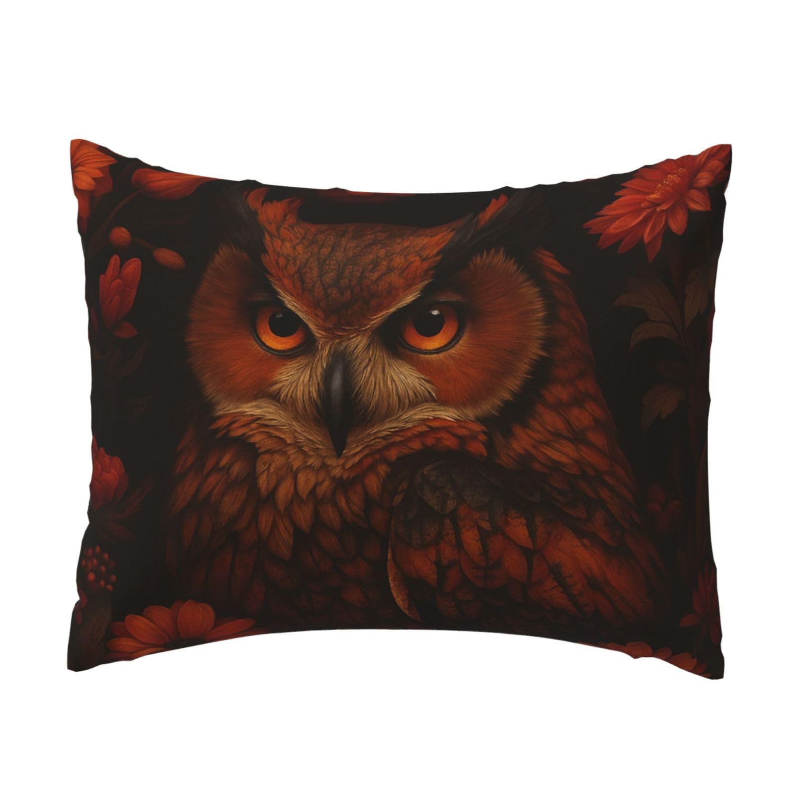 Vintage Owl and Floral Pillowcase Soft Plush with Zipper Decorative Pillowcovers 16x20 in